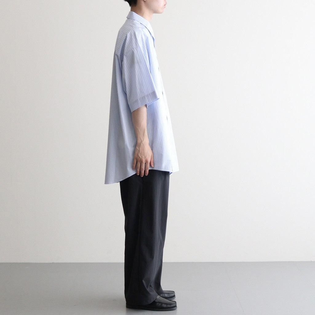 SIDOGRAS S/S Oversized Regular Collar Shirt #SAX STRIPE [GM252-50012]
