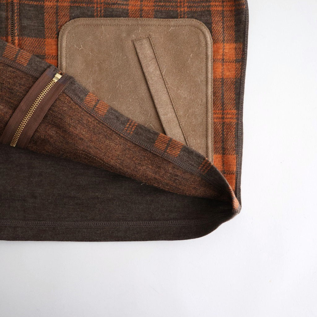 ウールチェック×ウールスムース×カウレザー ジップジャケット #BROWN [WR-T014-051]