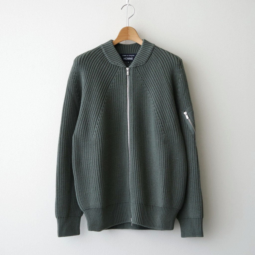 BATONER ウール梳毛片畔 ジップカーディガン #KHAKI [HR-N003-051]