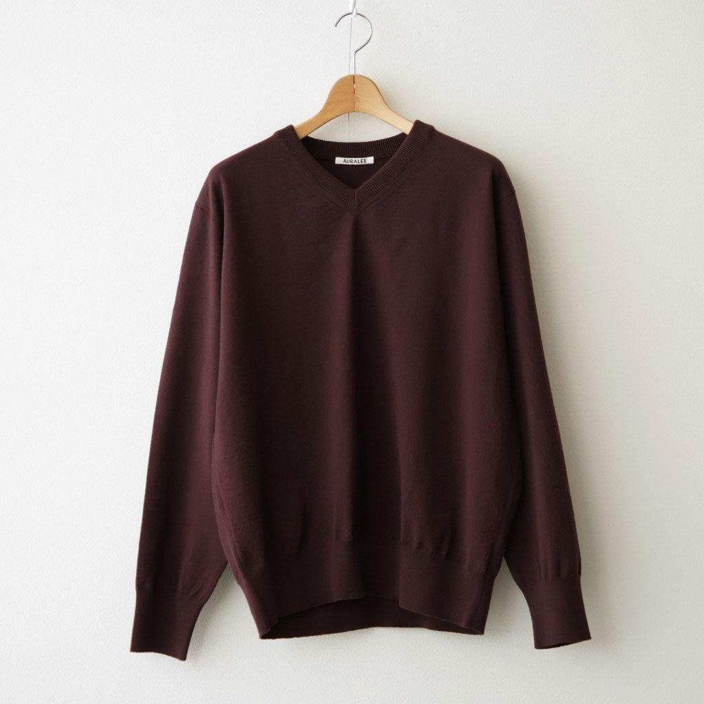 HIGH TWIST WOOL KNIT V-NECK P/O #RED BROWN [A26AV02CK]