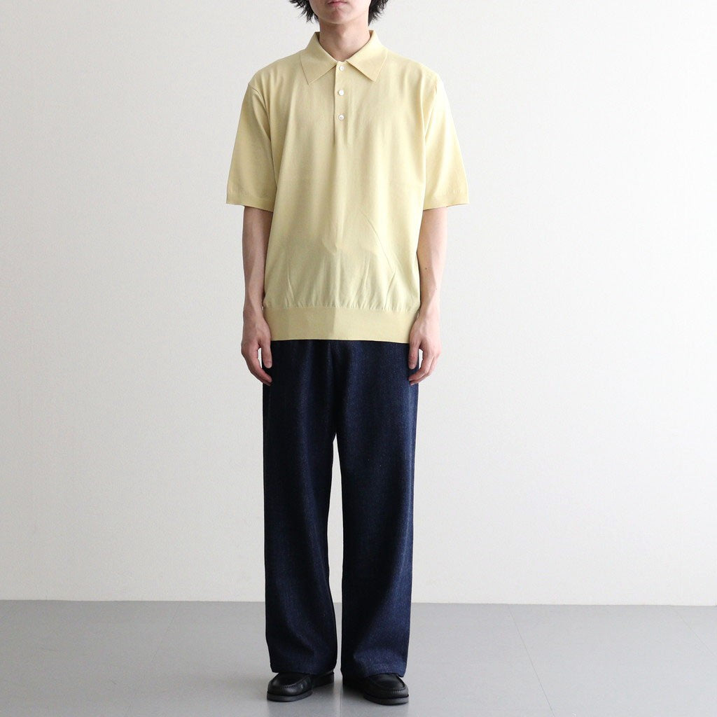 GIZA HIGH GAUGE KNIT POLO #YELLOW BEIGE [A26SP03KA]