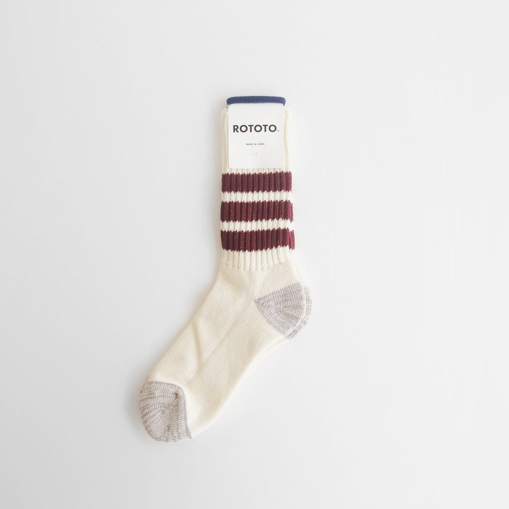 COARSE RIBBED OLDSCHOOL CREW SOCKS #BORDEAUX [R1255-SS26]