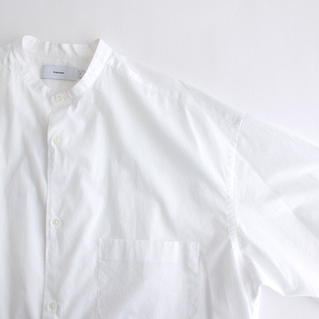 BROAD S/S OVERSIZED BAND COLLAR SHIRT #WHITE [GM231-50083B]