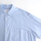 COTTON SILK OVERSIZED REGULAR COLLAR SHIRT #SAX [ST.1492]