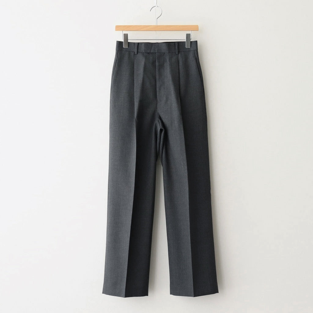 WOOL KID MOHAIR HOP SACK ONE-TUCK SLACKS #TOP CHARCOAL [A25SS05MH]
