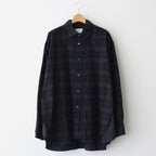 OVERSIZED LAYERED FLANNEL SHIRT #DARK NAVY CHECK [ST.463]