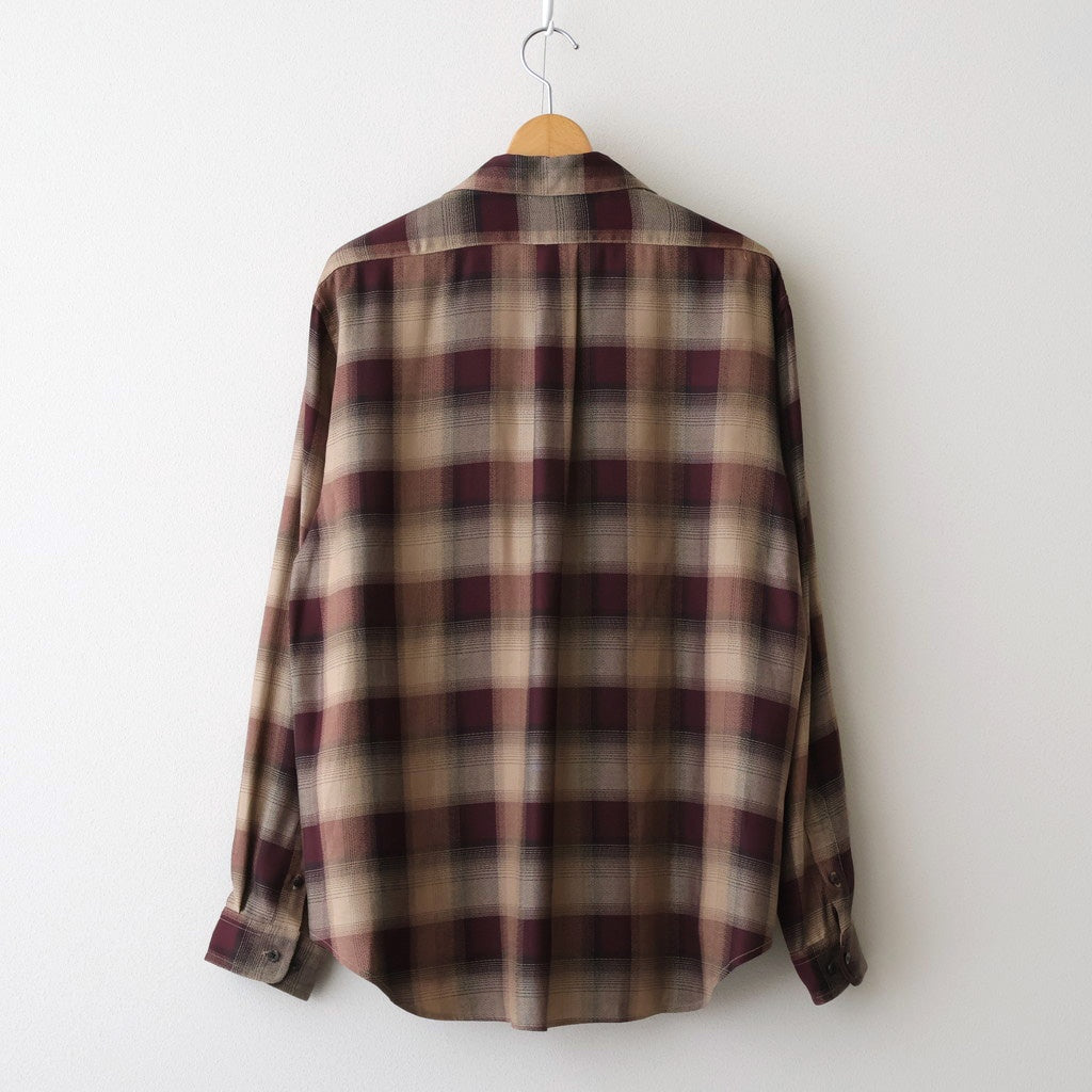 PLAID OPEN COLLOR SHIRTS #WINE RED [25330501]