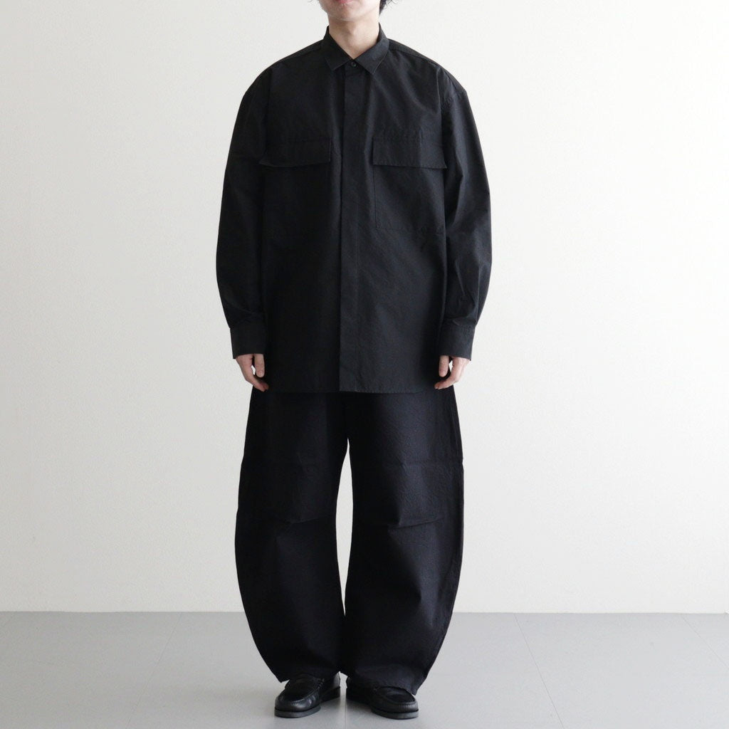 綿デニム 製品洗い ワイドパンツ #BLACK [HQ-P015-051] - ciacura 三重