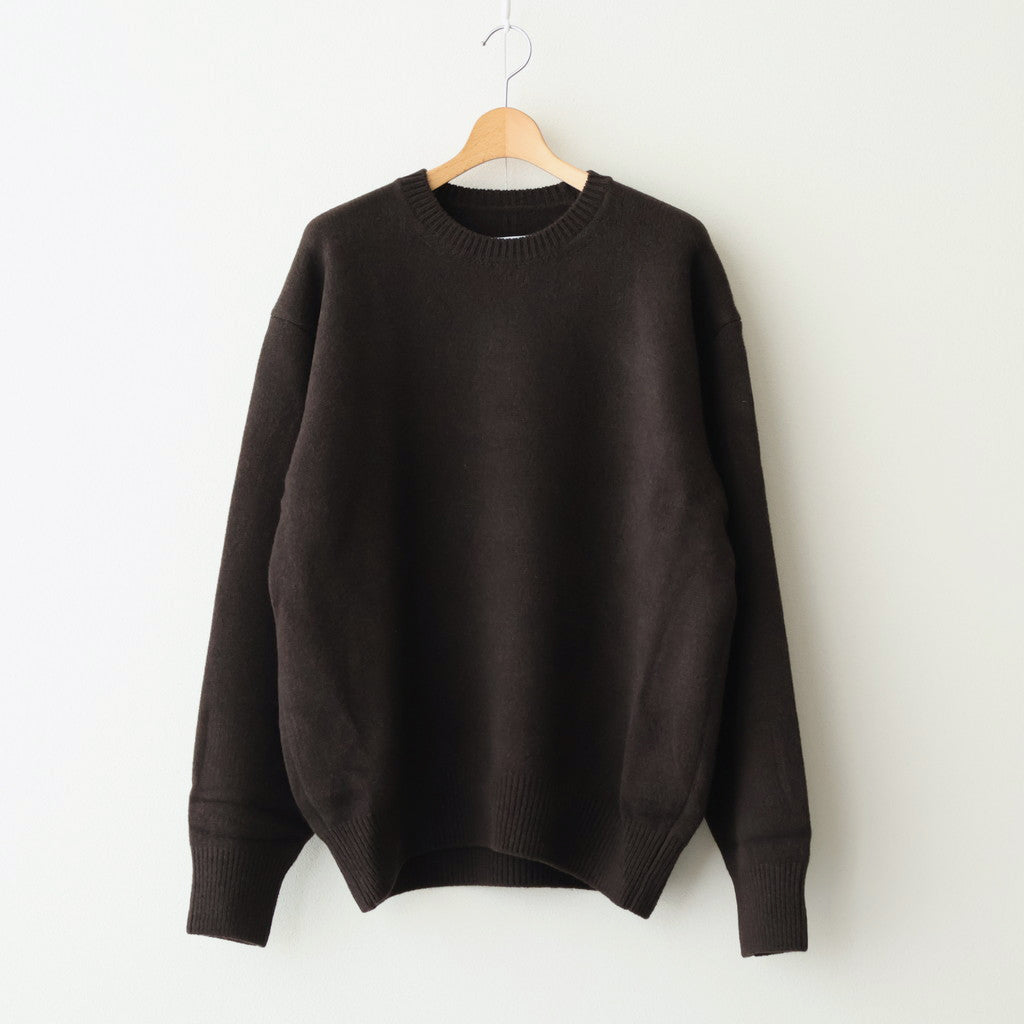 EXTRA FINE WOOL WARM KNIT CREW NECK LS #DARK BROWN [ST.1289]