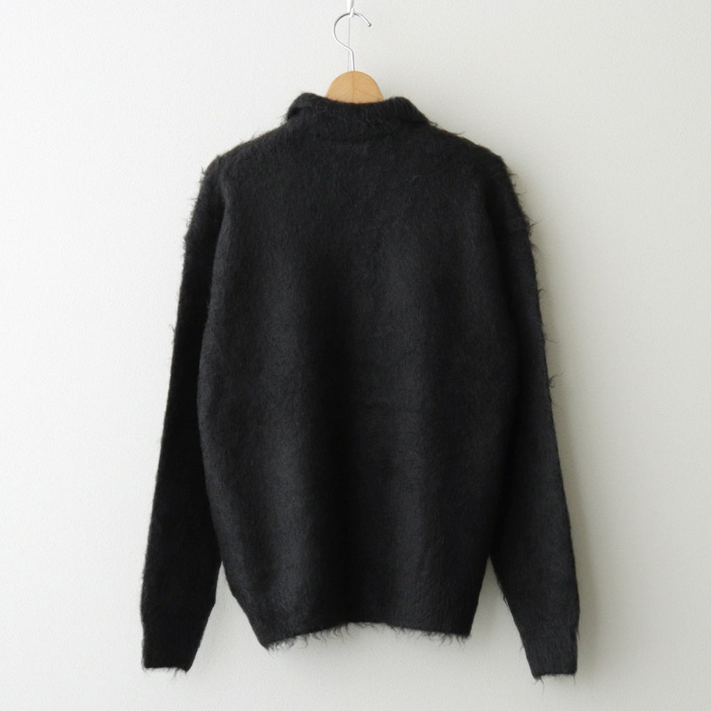 BRUSHED SUPER KID MOHAIR KNIT POLO #INK BLACK [A25AP01KM] – ciacura