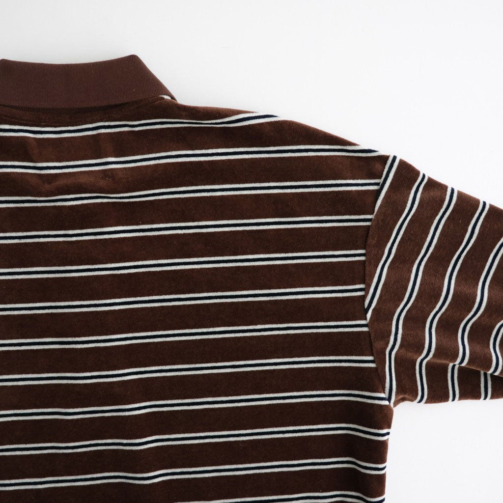 Velvet Border Polo Shirt #BROWN×NAVY [I26AW-BC11]