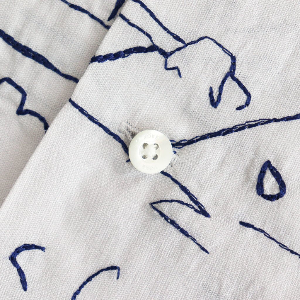 EMBROIDERY OPEN COLLAR SHIRT #GRAY [YK25SS001004SH]