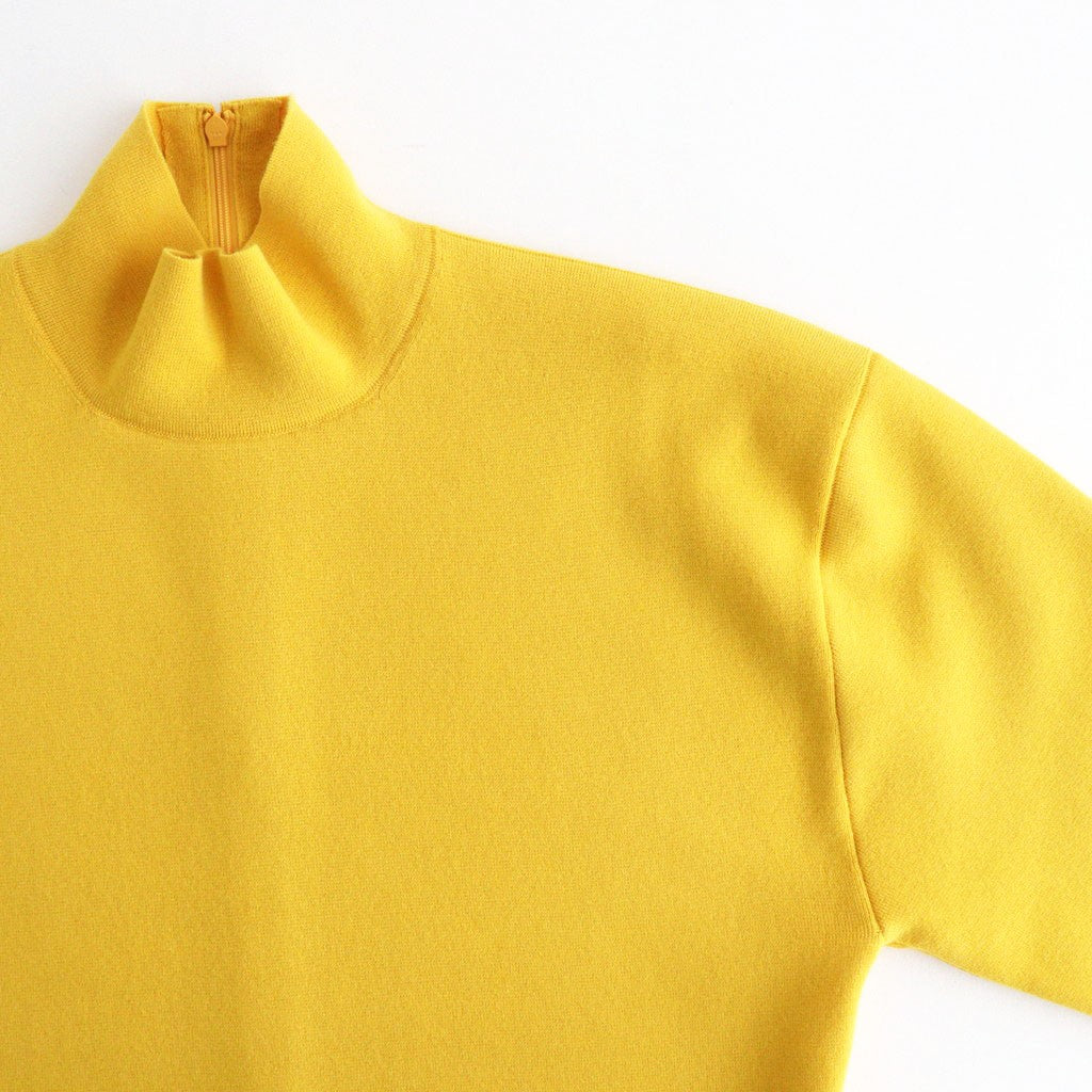 FINE WORSTED WOOL MILANO RIB KNIT TURTLE #MUSTARD [A26AT01CR]