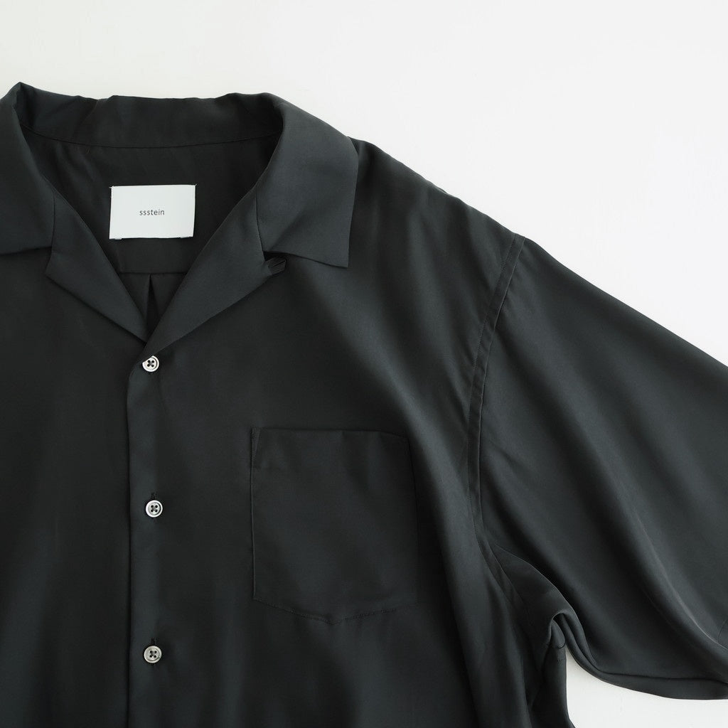 CUPRO TWILL OVERSIZED OPEN COLLAR SS SHIRT #BLACK [ST.1462]