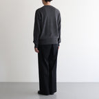 LIGHT WOOL MAX GABARDINE TWO-TUCK SLACKS #TOP BLACK [A25AP06MG]