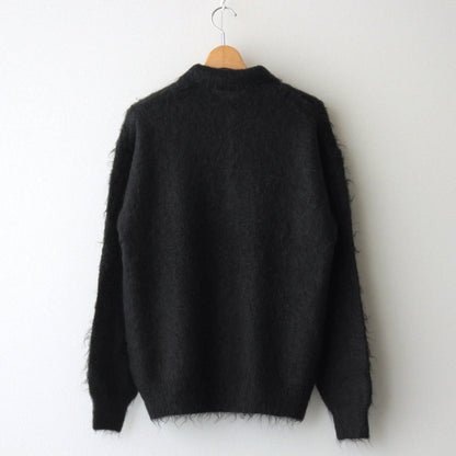 BRUSHED SUPER KID MOHAIR KNIT POLO #INK BLACK [A24AP02KM]