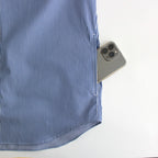 綿ストライプ ギャザーシャツ #NAVY×WHITE [HO-B006-051]