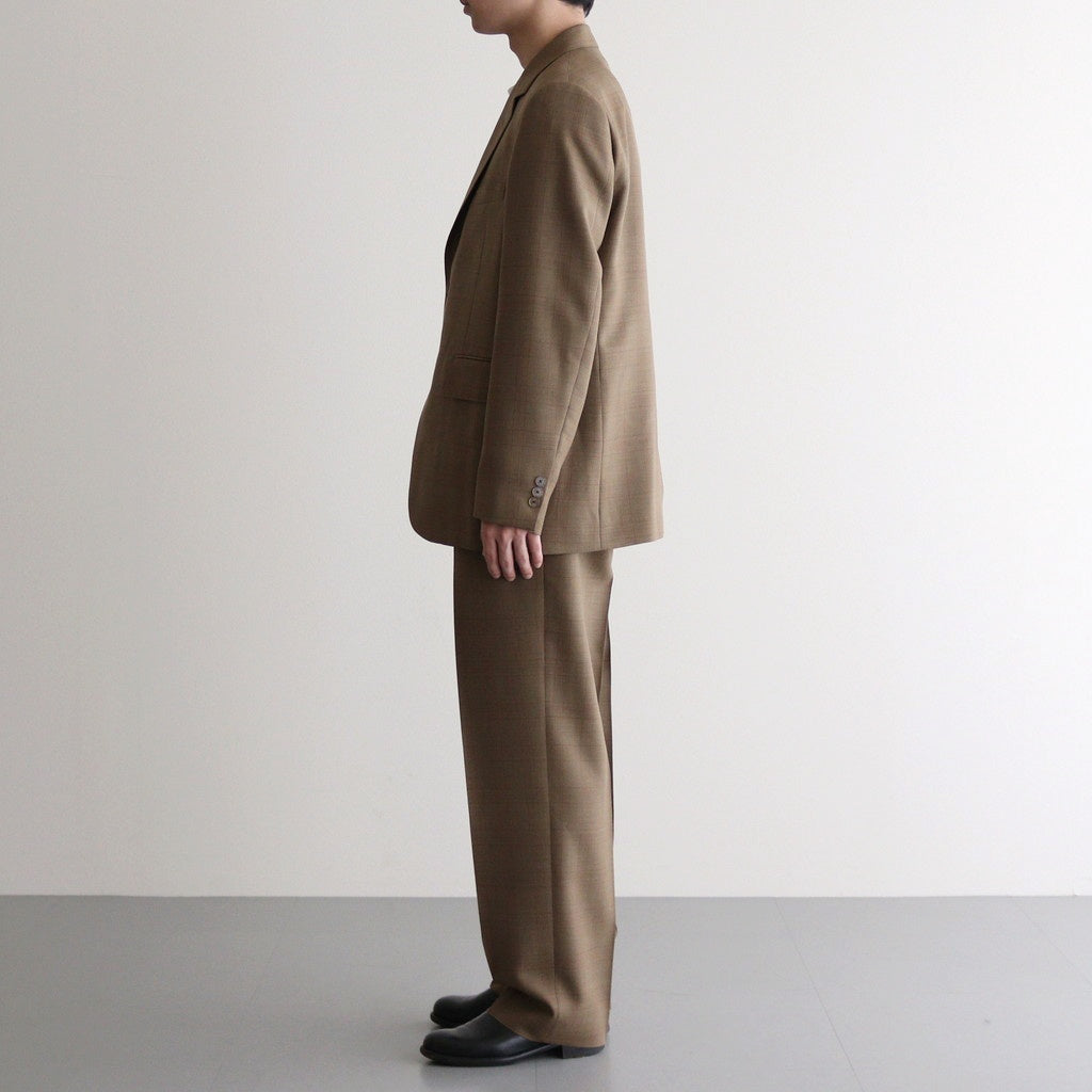 BLUEFACED WOOL TWO-TUCK SLACKS #BROWN CHECK [A25SP02BA]