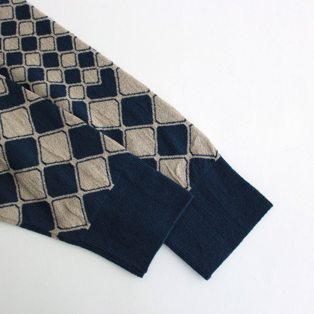 KUBA KNIT SWEATER #NAVY & BEIGE [2541000601]