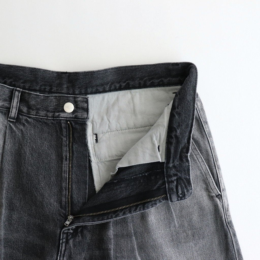 Selvage Denim Two Tuck Pants #BLACK_LIGHT FADE [GU253-40061LB]