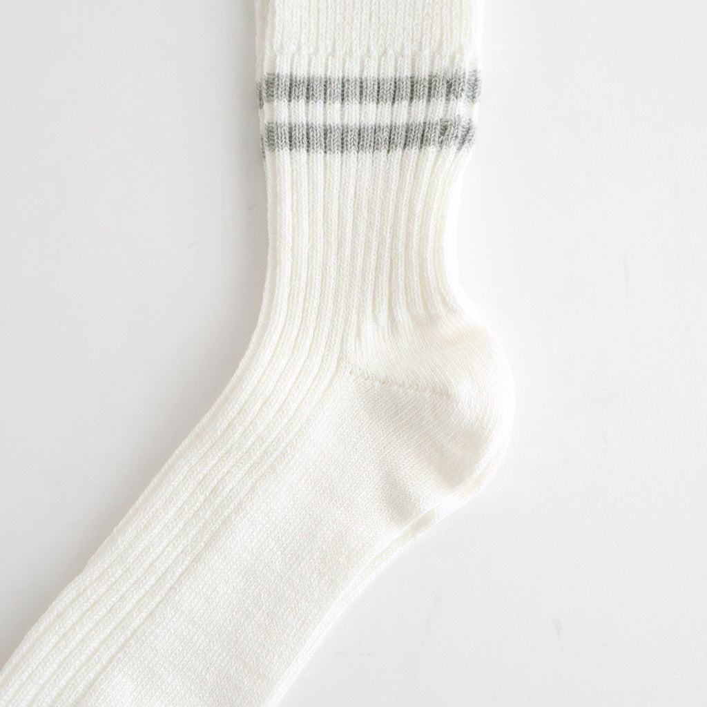 HEMP ORGANIC COTTON STRIPE SOCKS #WHITE/GRAY [R1468-SS26]