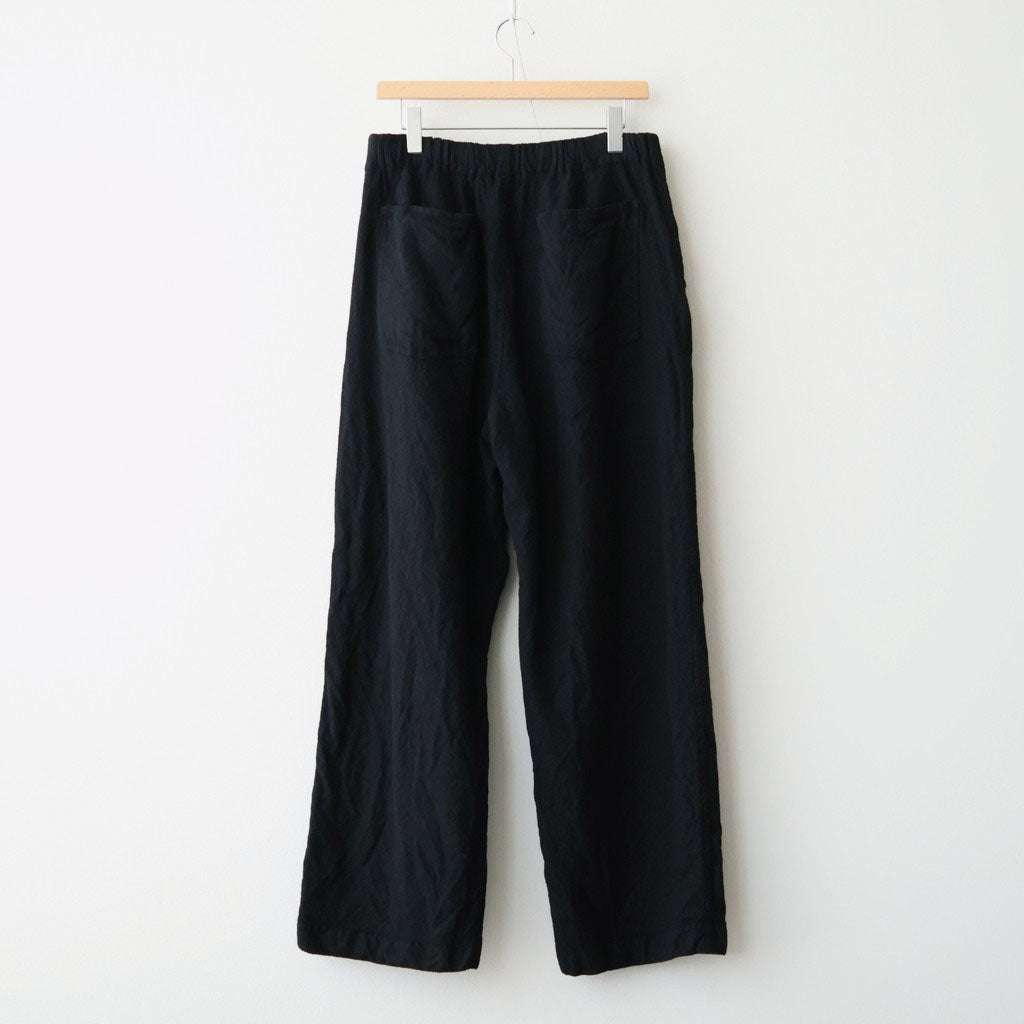 ウールサージ 製品縮絨 イージーパンツ #BLACK [HR-P020-051]