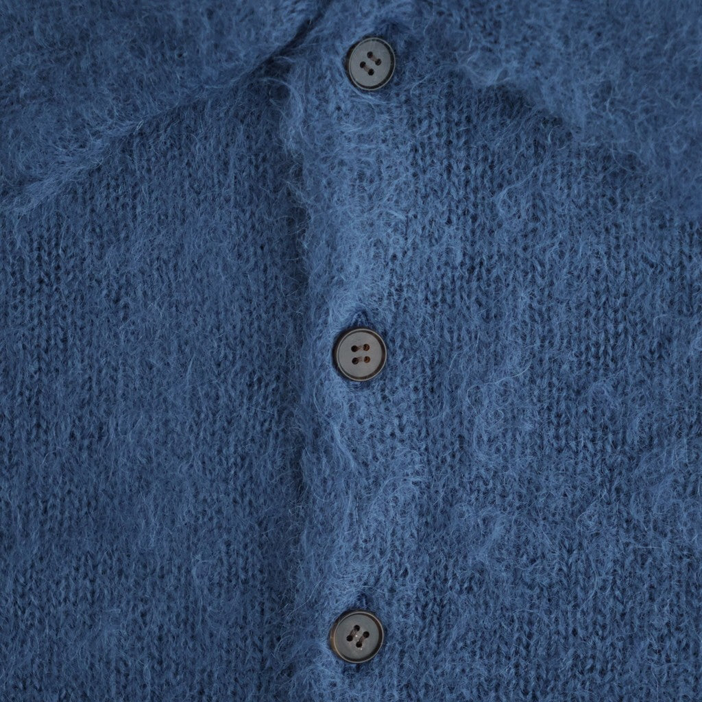 BRUSHED SUPER KID MOHAIR KNIT POLO #LIGHT NAVY [A26AP01KM]