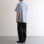 綿ツイルストライプ×綿タイプライター S/Sシャツ #BLUE [HO-B019-051]