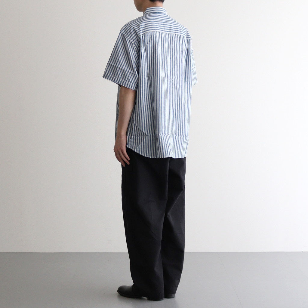 綿ツイルストライプ×綿タイプライター S/Sシャツ #BLUE [HO-B019-051]