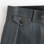 BLUEFACED WOOL TWO-TUCK SLACKS #GRAY STRIPE [A25AP05BS]