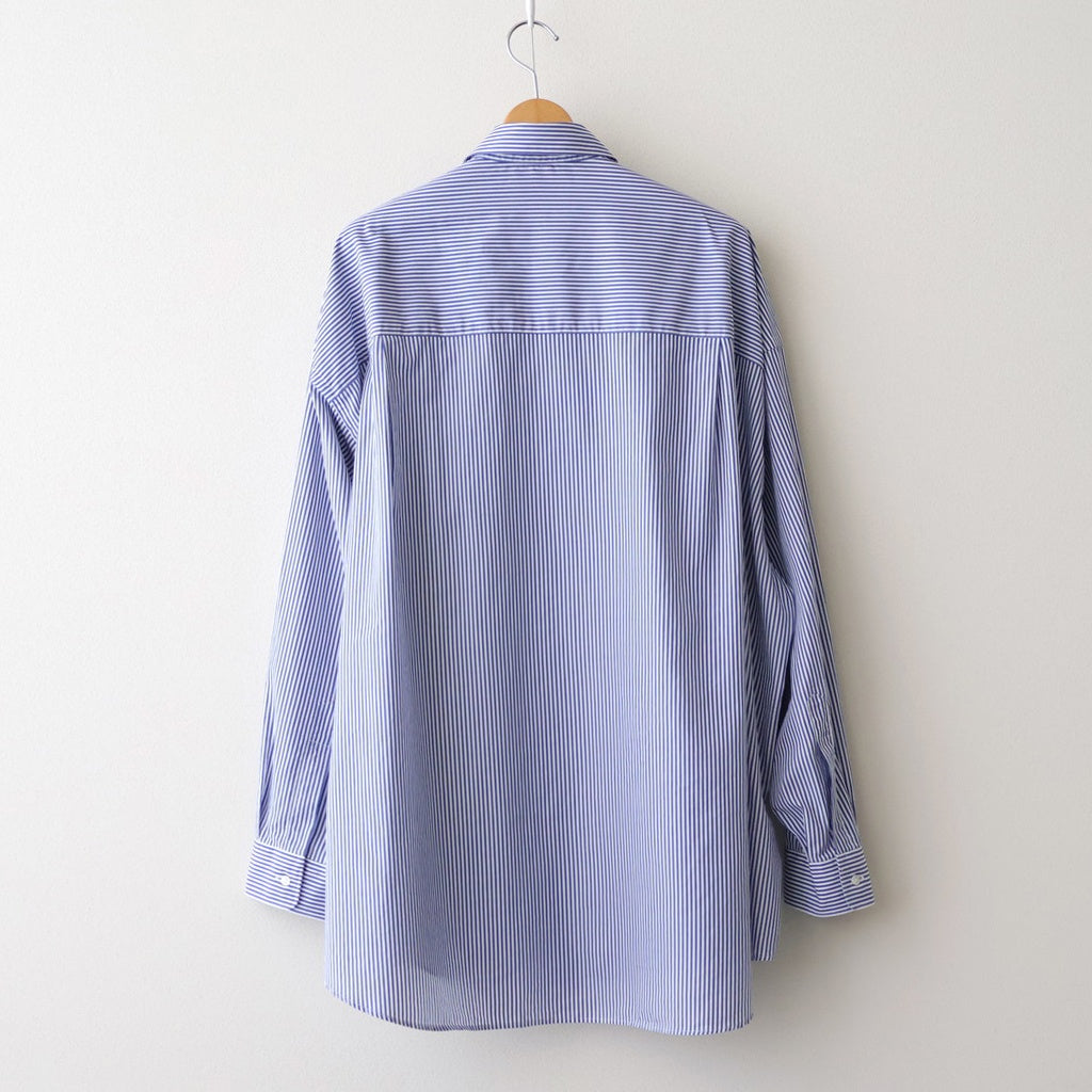 Broad Stripe L/S Oversized Regular Collar Shirt #BLUE STRIPE [GM254-50022STB]