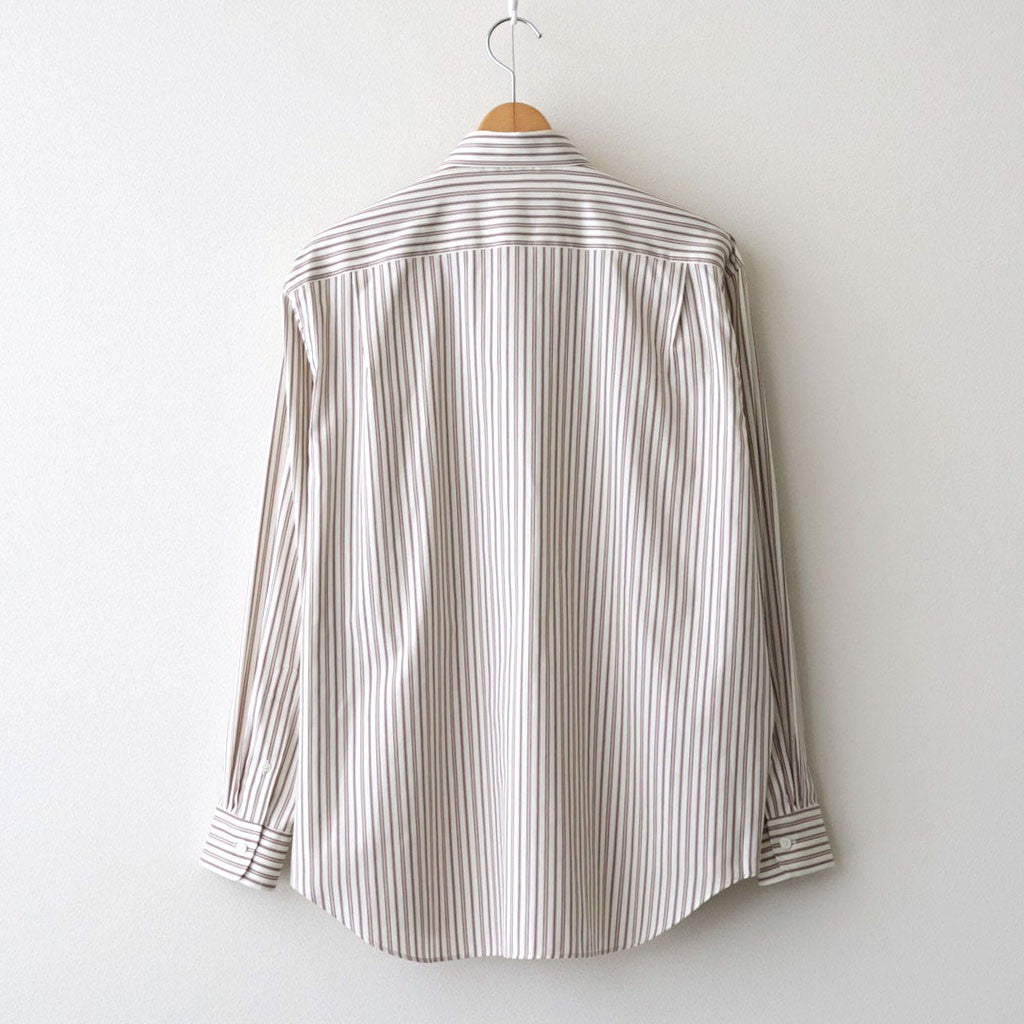 COTTON SILK STRIPE SHIRT #RED BROWN STRIPE [A26AS03CS]