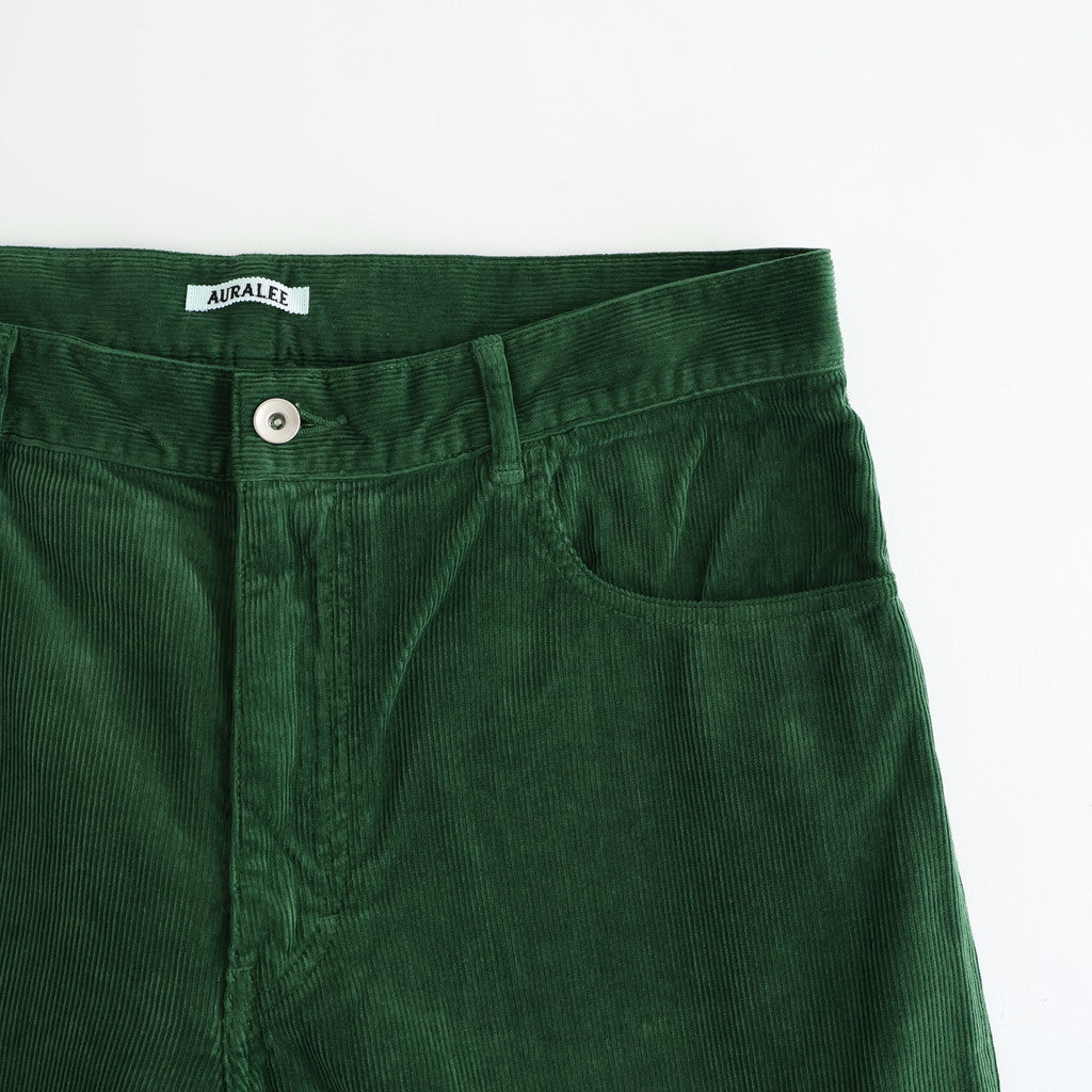 PIGMENT DYED FINX CORDUROY WIDE 5P PANTS #FOREST GREEN [A25AP02FC]
