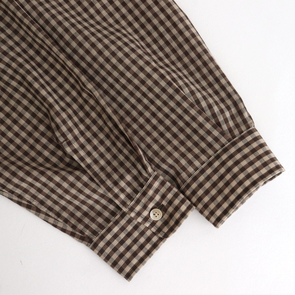 AIRY LIGHT COTTON CHECK BIG SHIRT #BROWN GINGHAM CHECK [A25SS01GC]