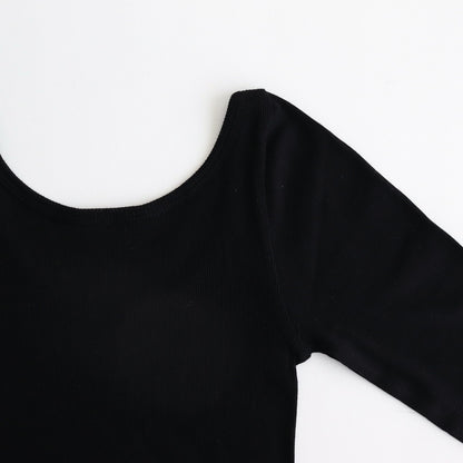 COMPACT RIB LONG SLEEVE T-SHIRT #BLACK [KKAGGM0021]