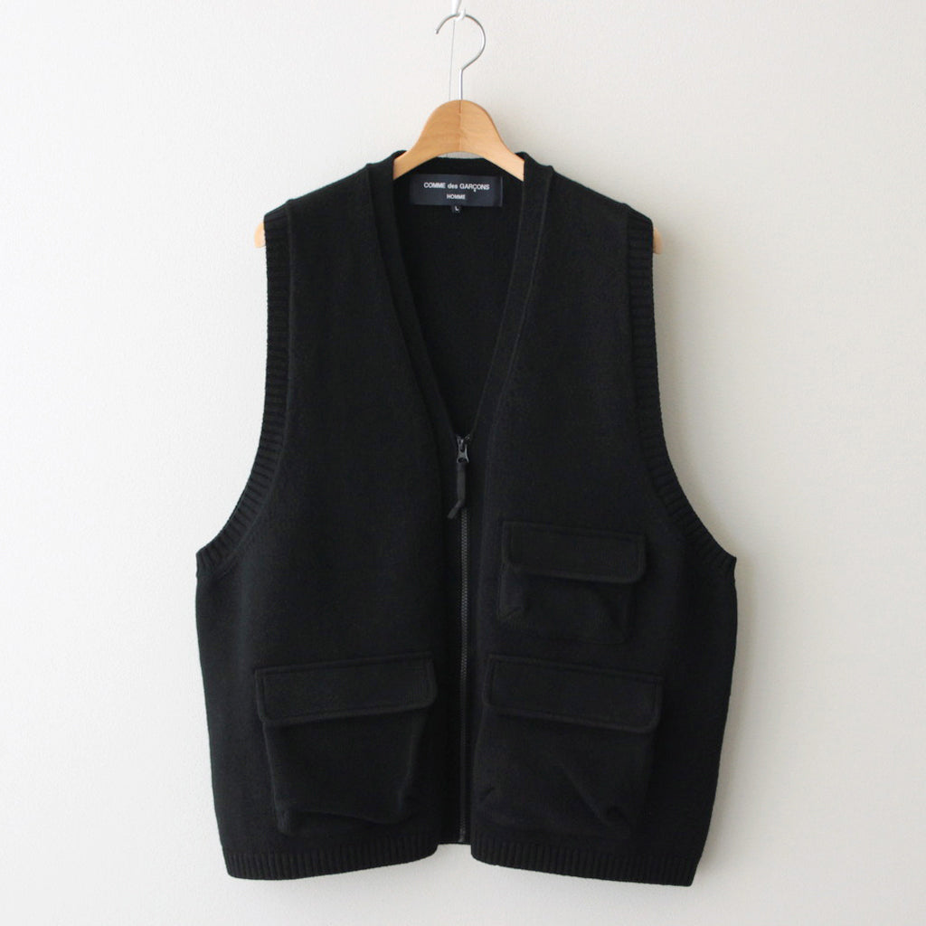 Lambswool jacquard vest #BLACK [HN-N005-051]