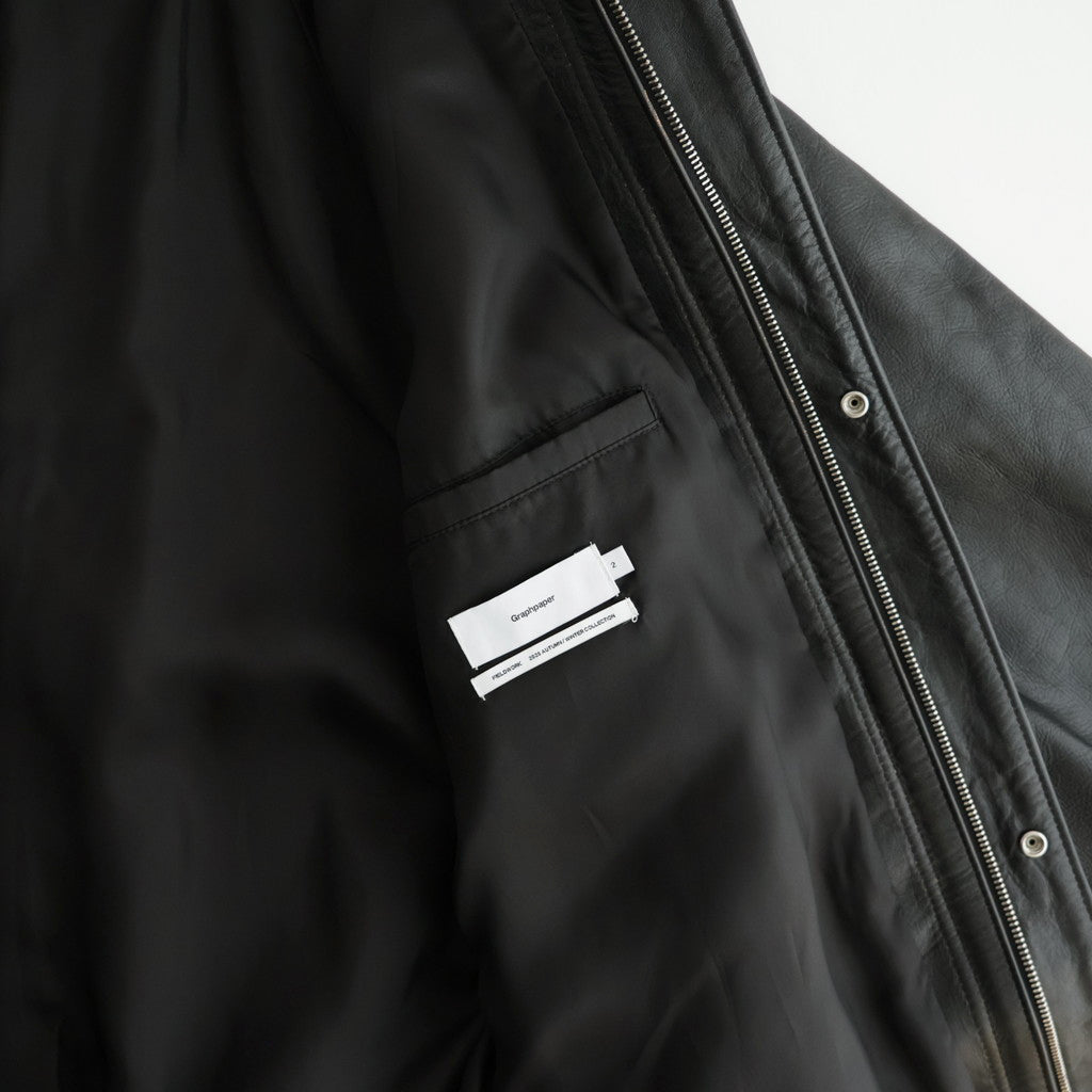 Cow Leather Raglan Blouson #BLACK [GU263-30320]