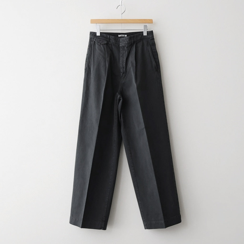 GARMENT-DYED FINX LIGHT CHINO ONE-TUCK WIDE PANTS #BLACK [A26SP05LF]