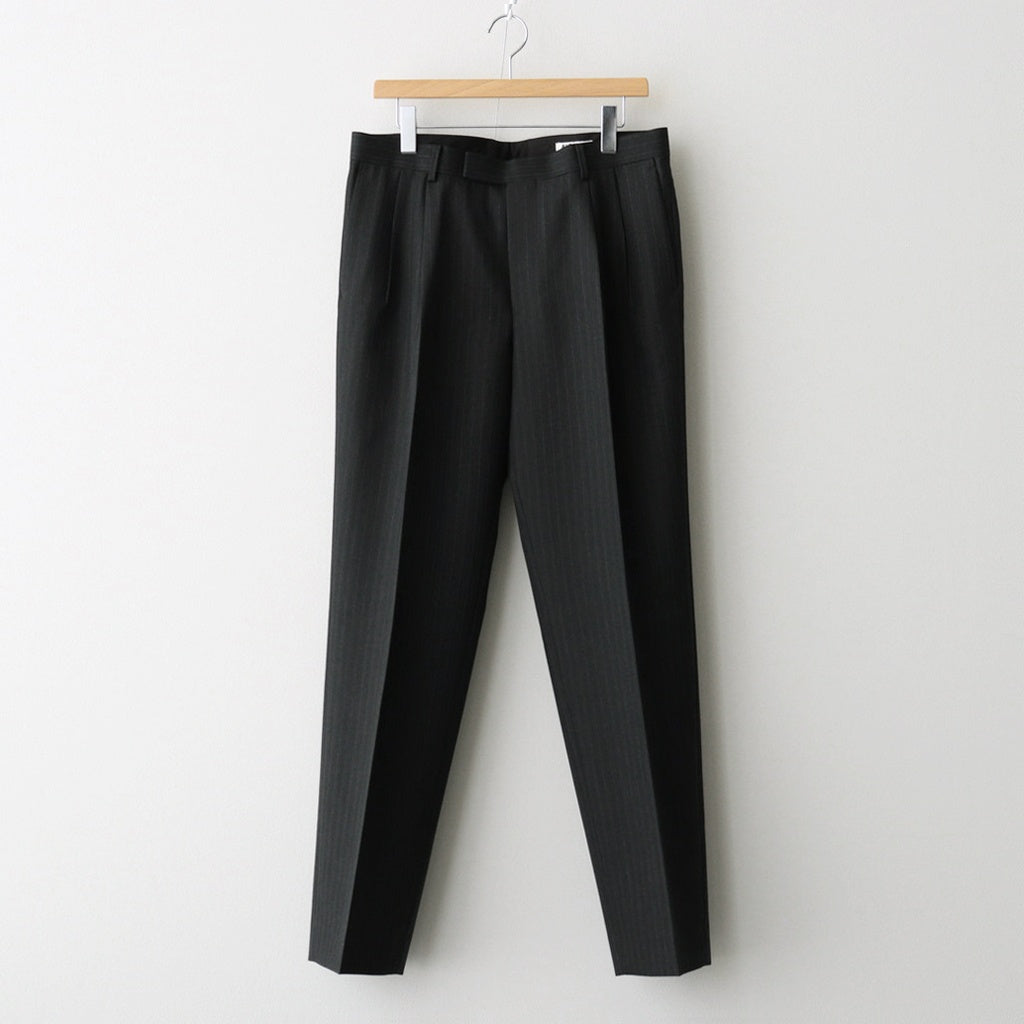 BLUEFACED WOOL TWO-TUCK SLACKS #CHARCOAL NAVY STRIPE [A25AP02BS]