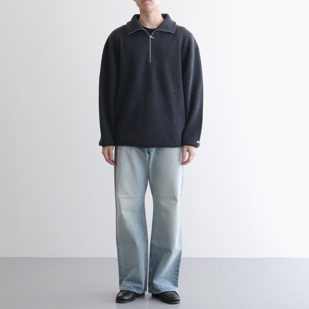 Volume Half Zip-up Knit #Onyx [AOEFKN006]