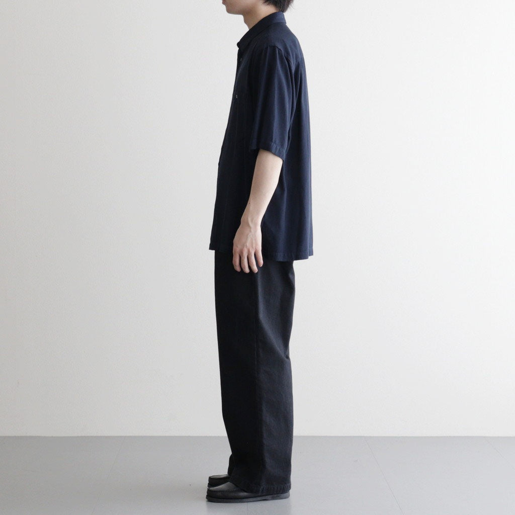 COTTON SILK VIERA LOOSE FIT HALF SLEEVE SHIRT #NAVY [BLAGLM0206]