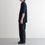 COTTON SILK VIERA LOOSE FIT HALF SLEEVE SHIRT #NAVY [BLAGLM0206]