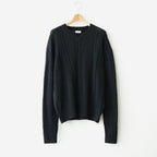 Fluid Cable-Knit V-neck Sweater #Black [YK26FW01373S]