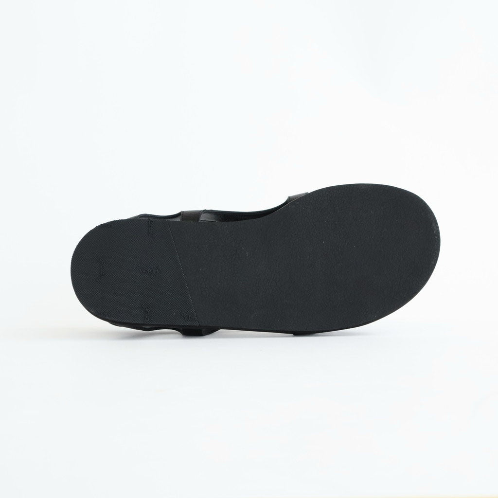 SOFT LEATHER DOUBLE STRAP SANDALS #BLACK [A26SS06QD]