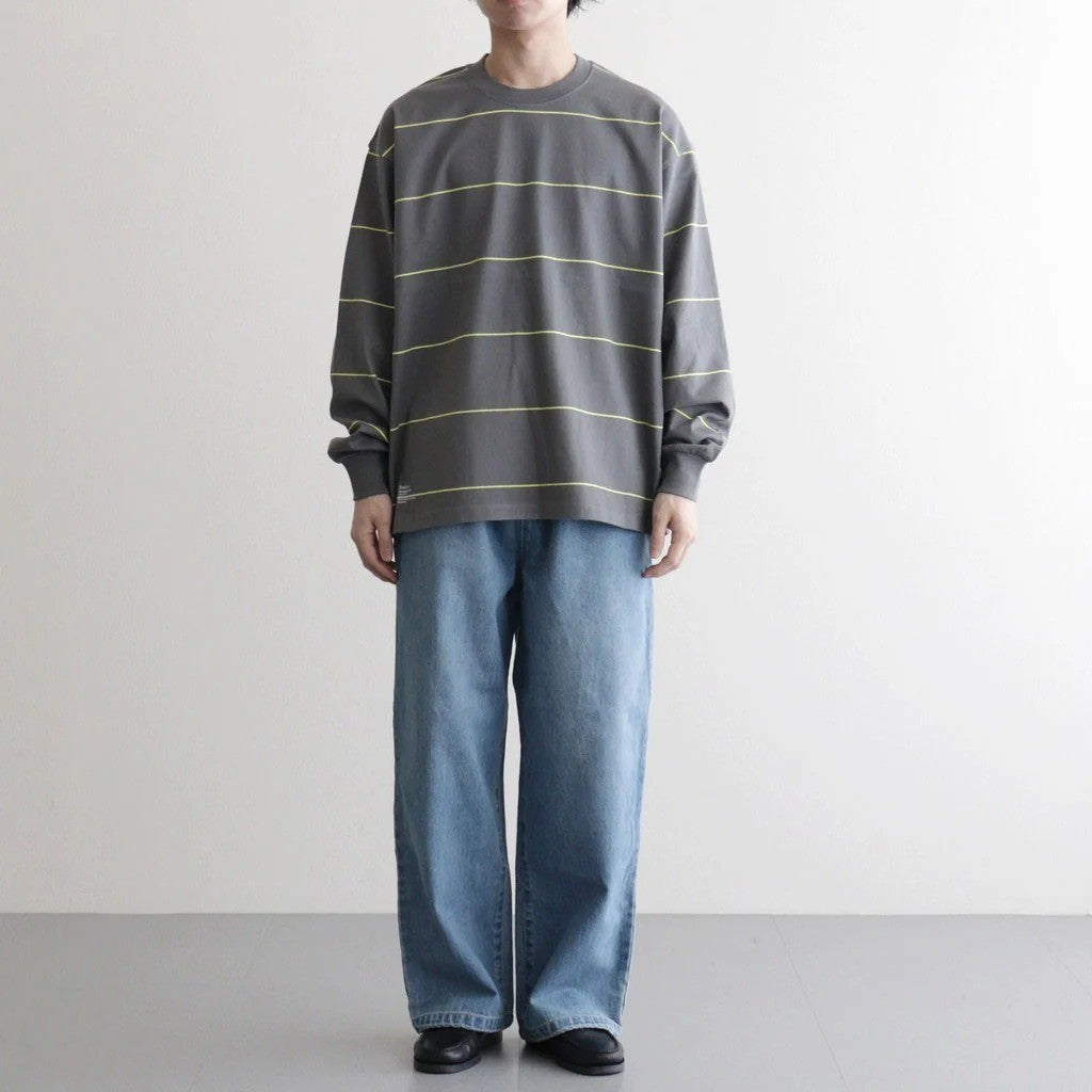 PIN BORDER L/S TEE #GRAY×YELLOW [FSC263-70089]