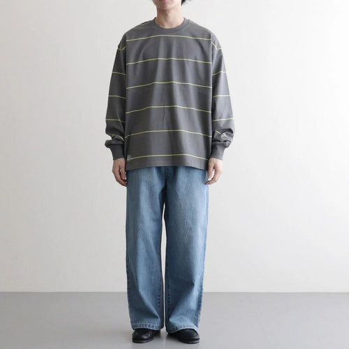 PIN BORDER L/S TEE #GRAY×YELLOW [FSC263-70089]
