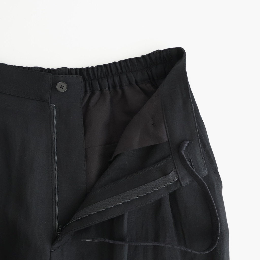 VIS/LI BRIGHT TWILL WIDE EASY TROUSERS #BLACK [ST.1466]