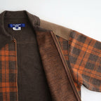 ウールチェック×ウールスムース×カウレザー ジップジャケット #BROWN [WR-T014-051]
