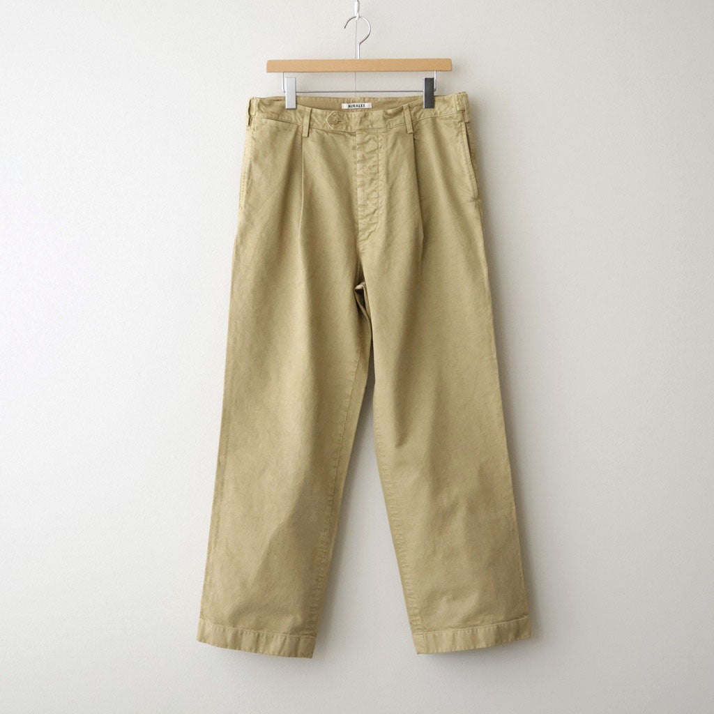 GARMENT-DYED FINX CHINO ONE-TUCK WIDE PANTS #LIGHT BEIGE [A26AP01CP]