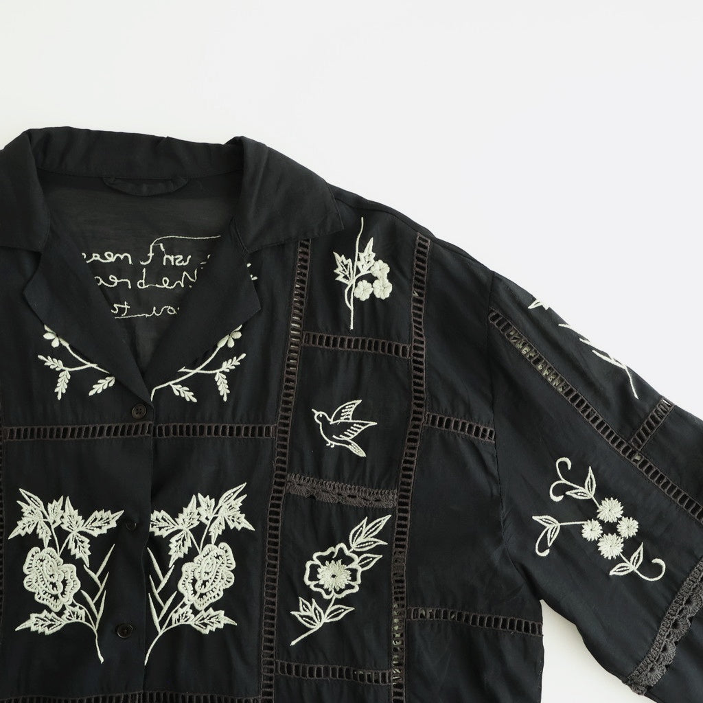 Embroidery Patchwork Shirts #BLK [12610428]